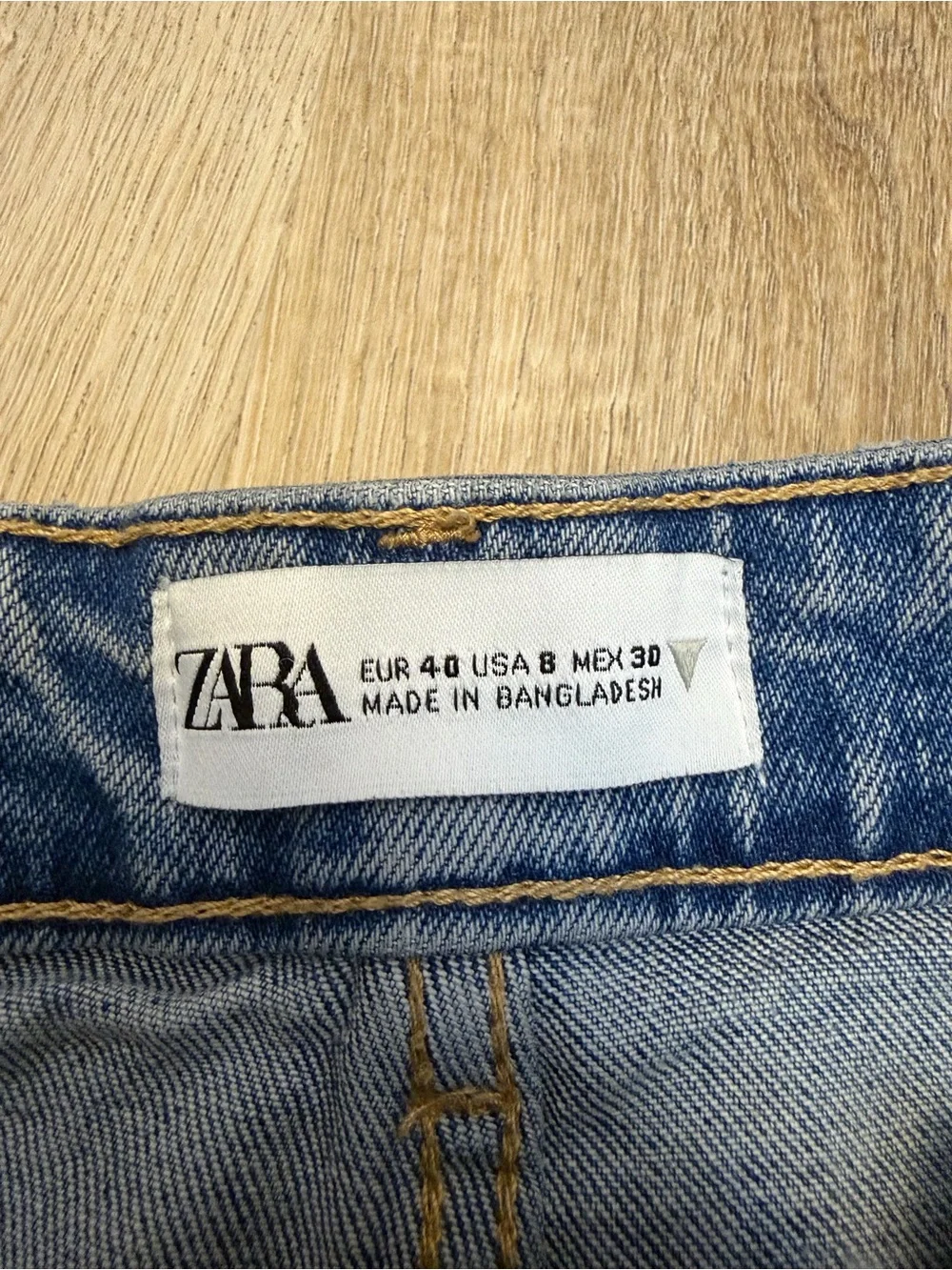 Zara Medium Blue Frayed Hem Distressed Denim Shorts